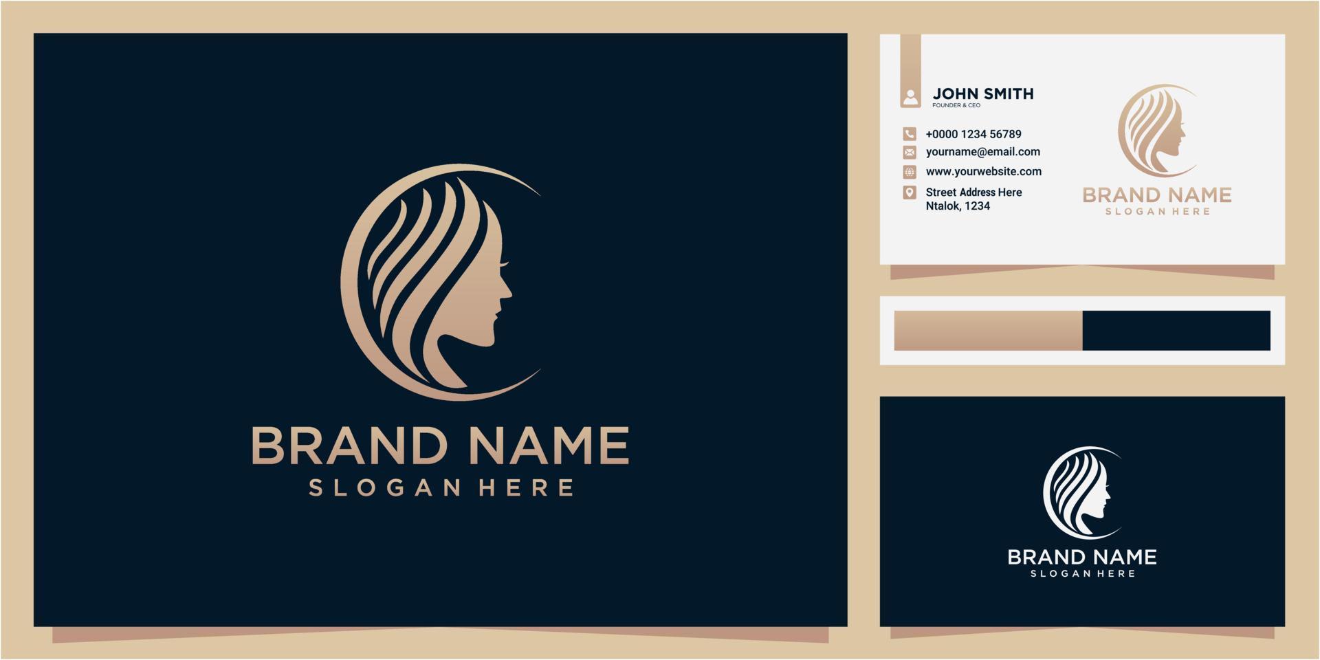 woman hair salon gold gradient logo design,Simple and creative beauty skin care logo design vector
