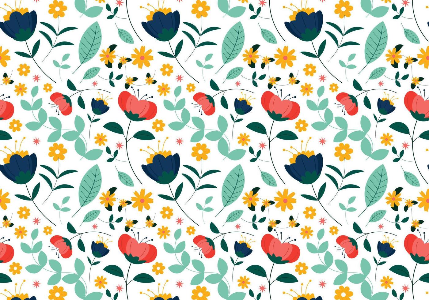 Abstract flat hand draw floral pattern background. Vector. vector