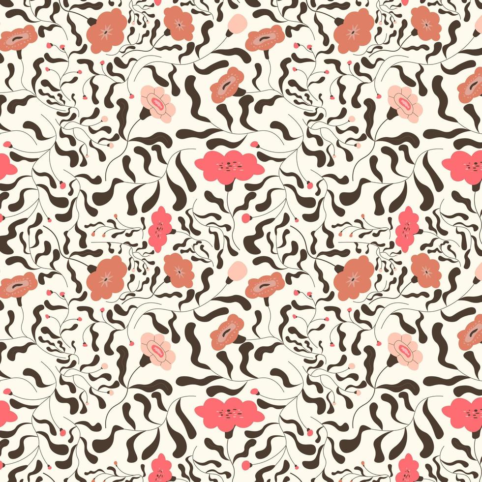 Abstract flat hand draw floral pattern background. Vector. vector