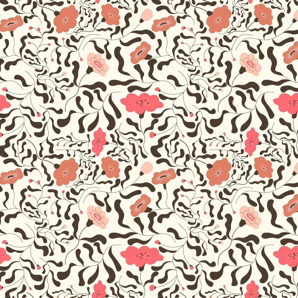 mano plana abstracta dibujar fondo de patrón floral. vector. vector