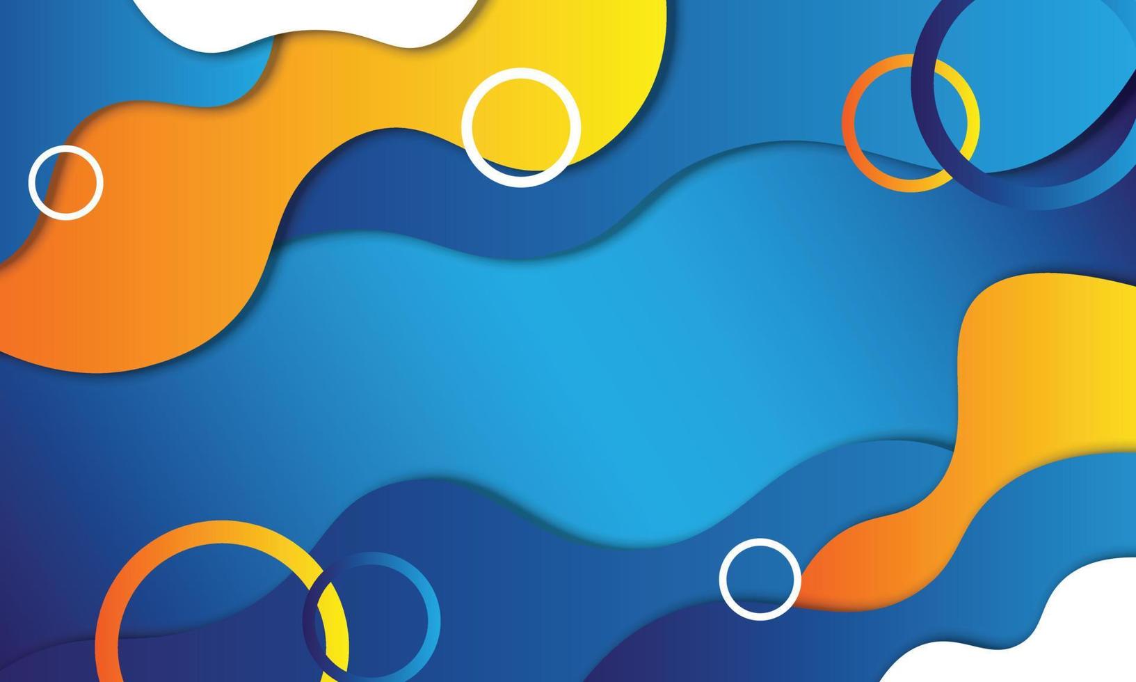 Abstract blue, yellow and white fluid geometric background. vector
