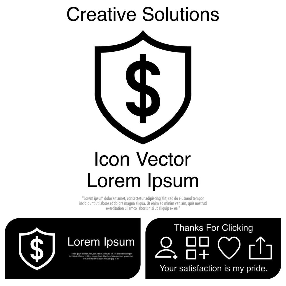 escudo dólar icono vector eps 10