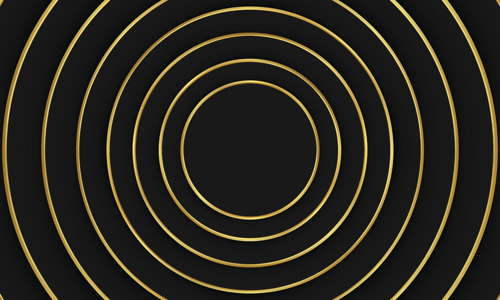 Abstract background black circle shape with golden line. vector