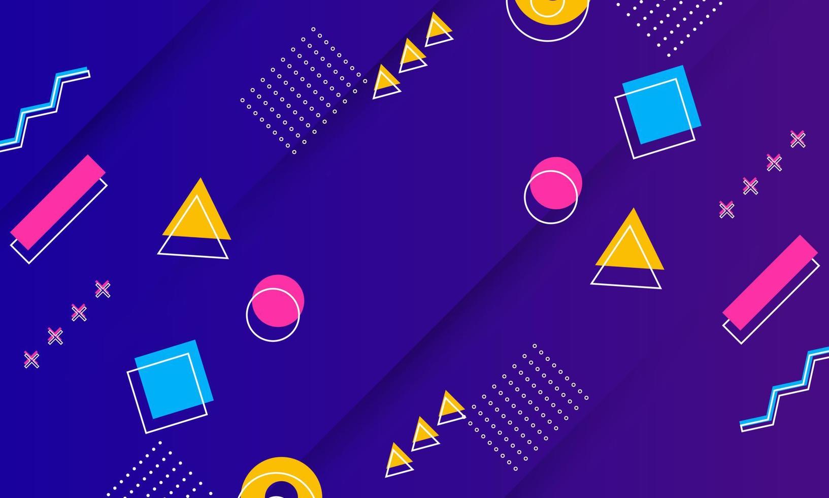 Abstract blue and purple gradient texture with memphis element. vector