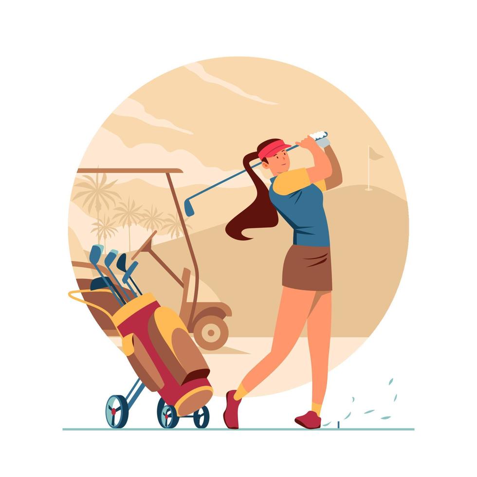 Female Golfer in Action vector