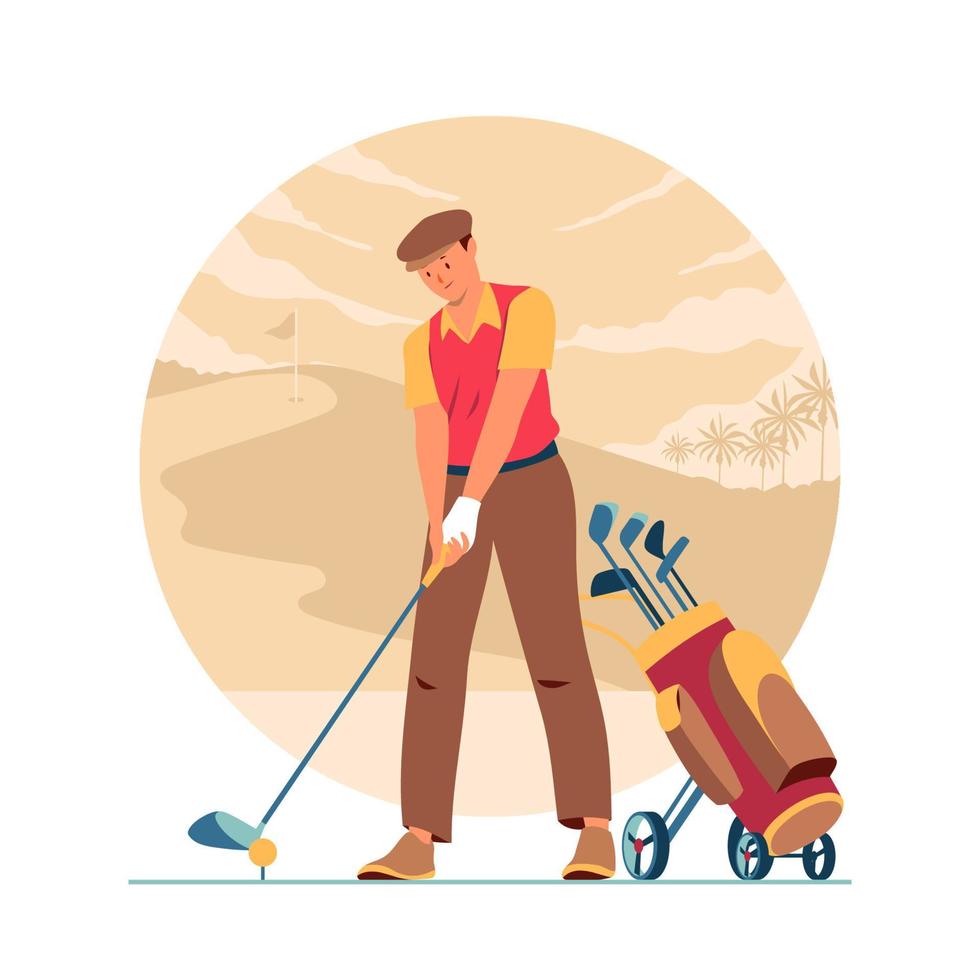 Male Golfer in Action vector