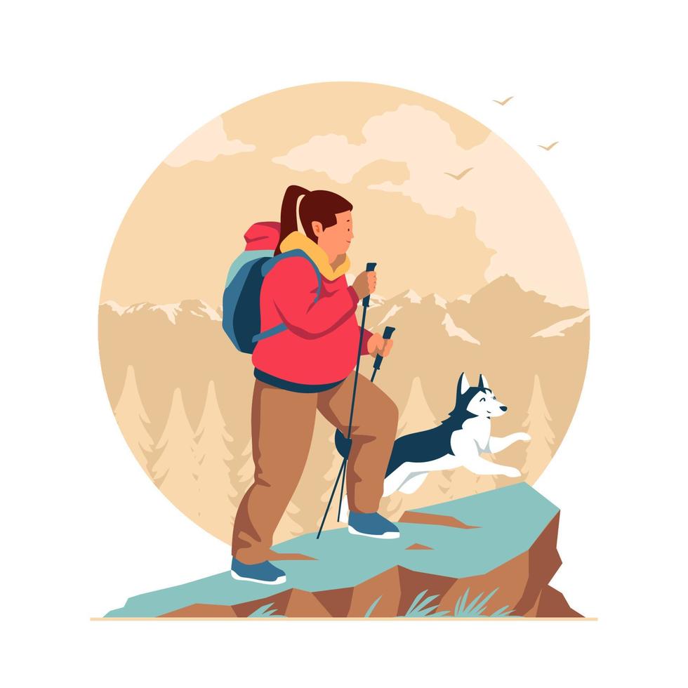 Female Mountain Hiker vector