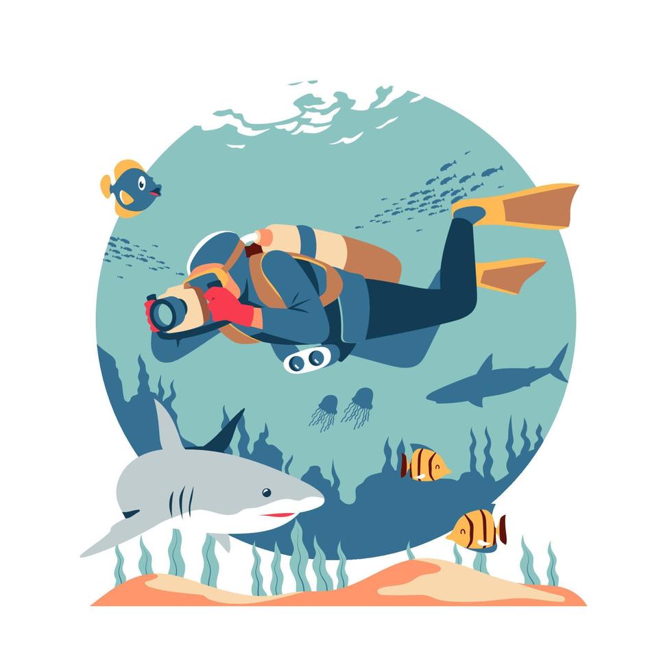 Underwater Photographer Concept vector
