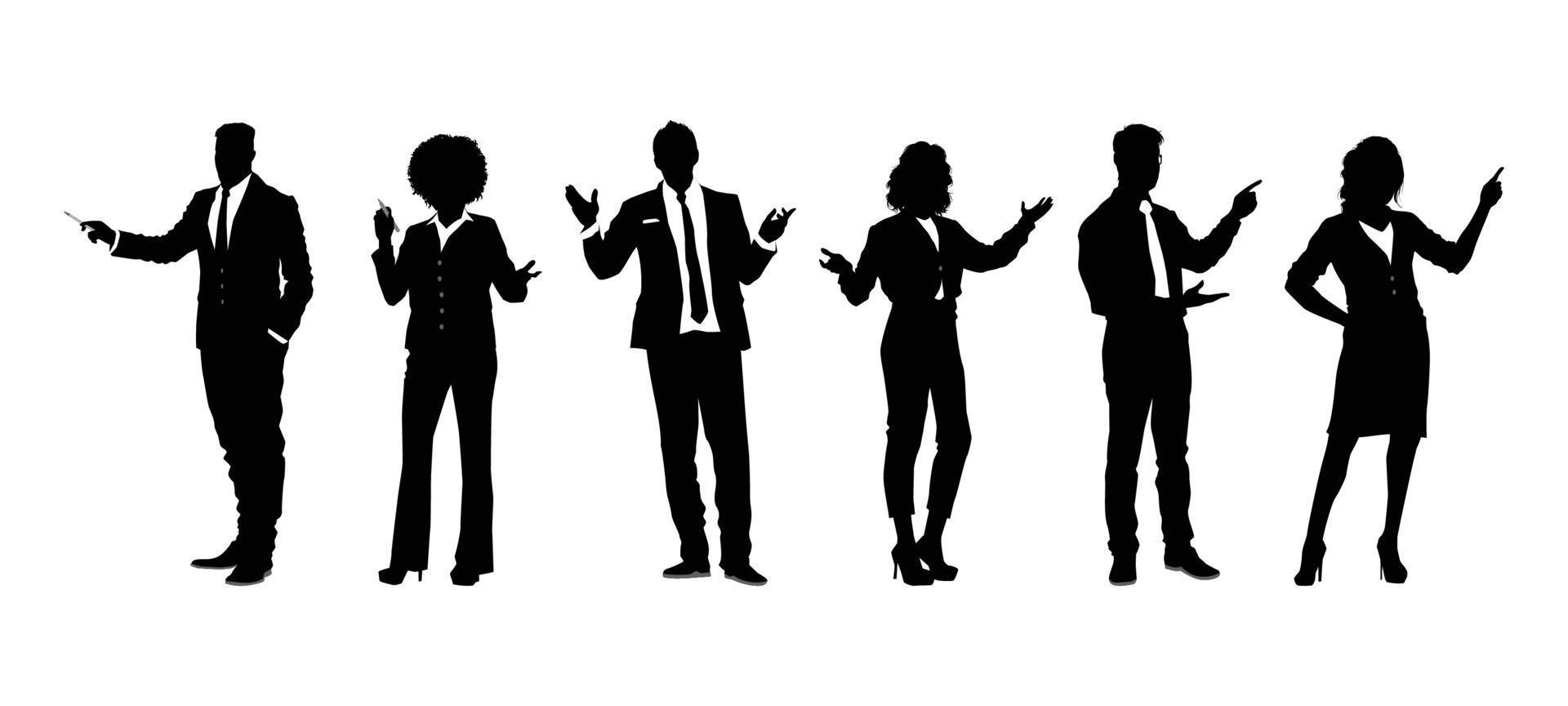Individual Business People Presenting Silhouettes vector