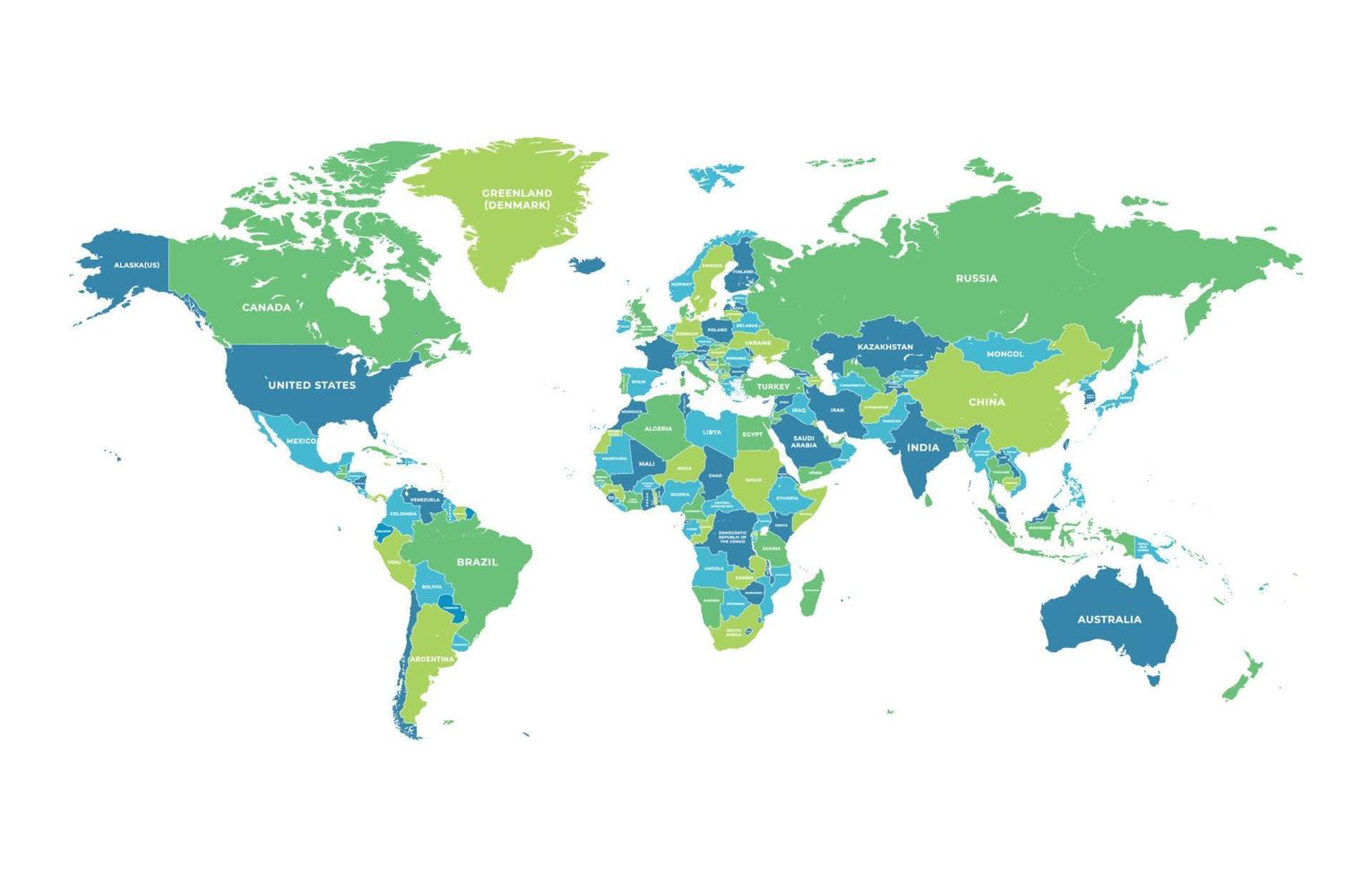 Political World Map Template with Country Names vector