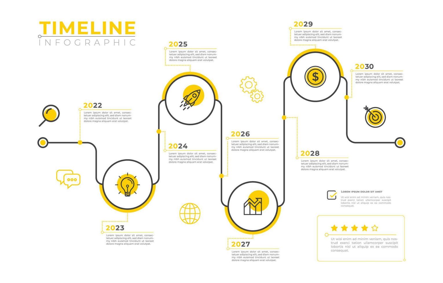 Timeline Infographic Template in Outline Style vector