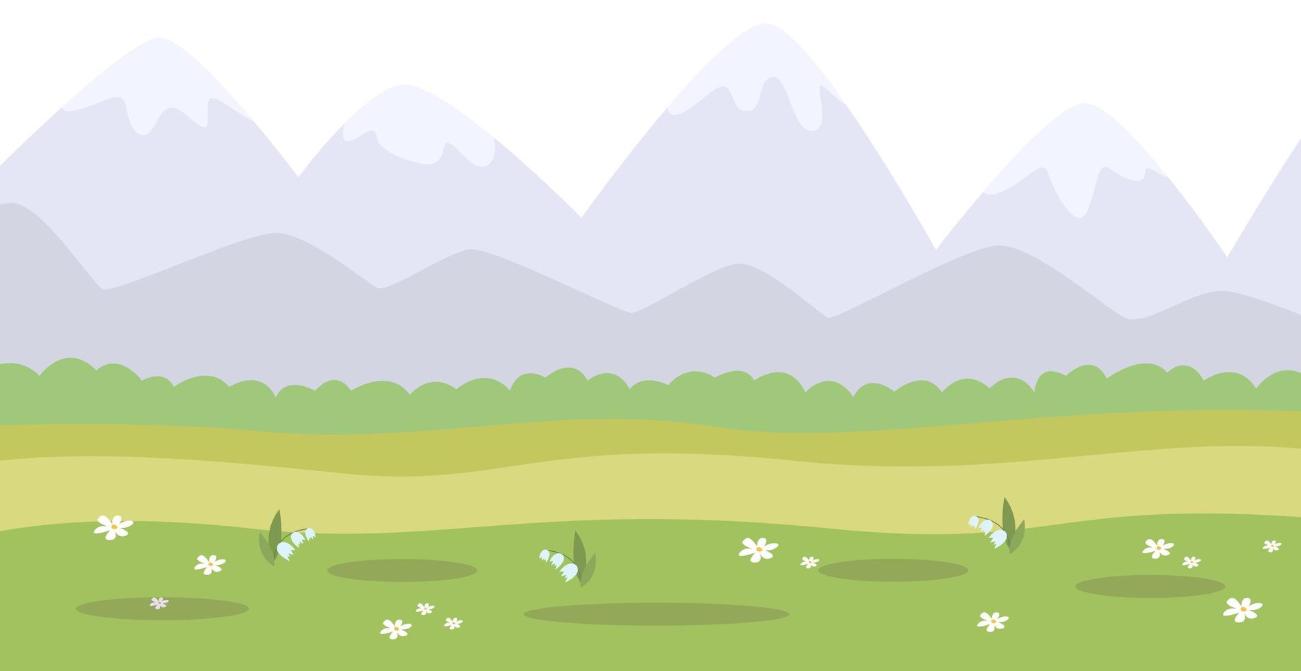 Panoramic bright summer background mountain landscape - Vector