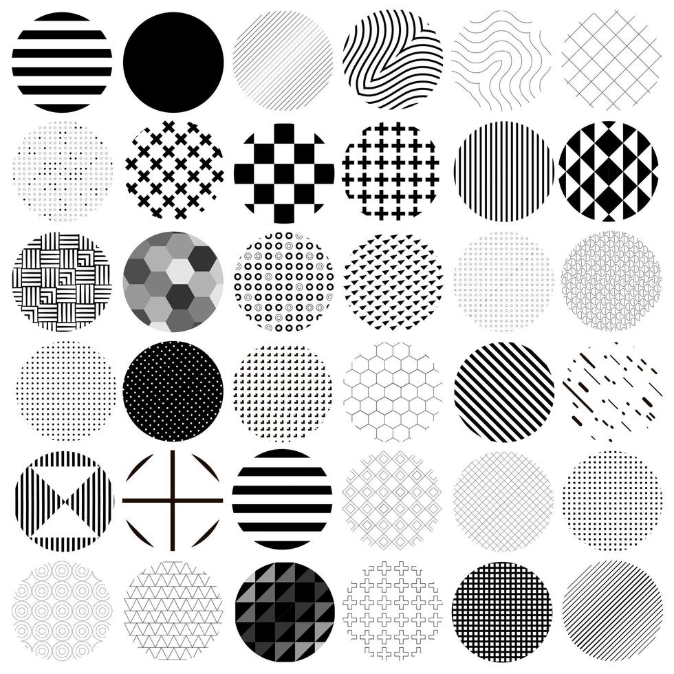 36 piezas de diferentes círculos con diferentes patrones - vector