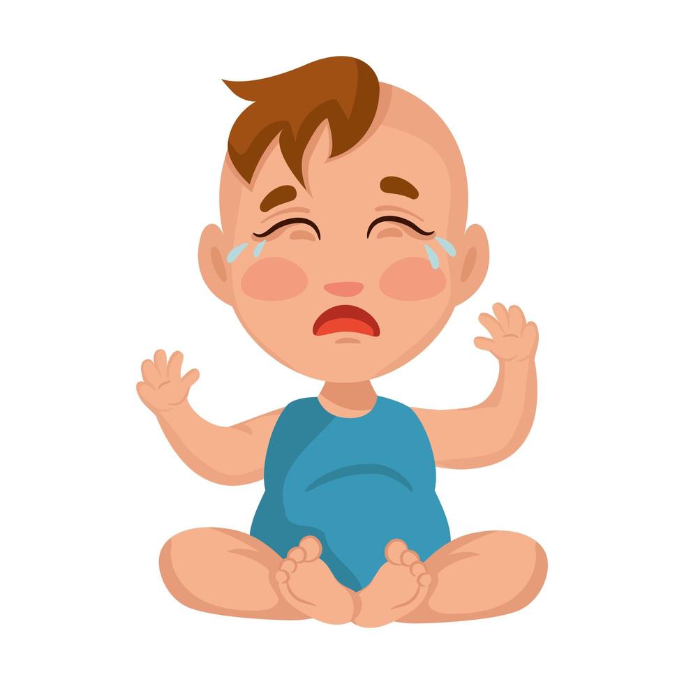 Baby Boy llorando, aislar sobre fondo blanco - vector