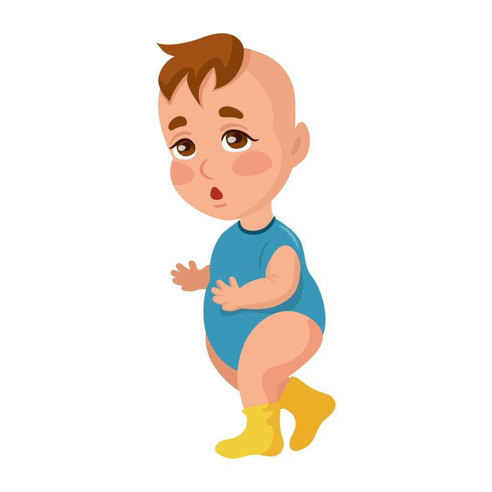 Baby boy learning to walk, isolate on white background - Vector