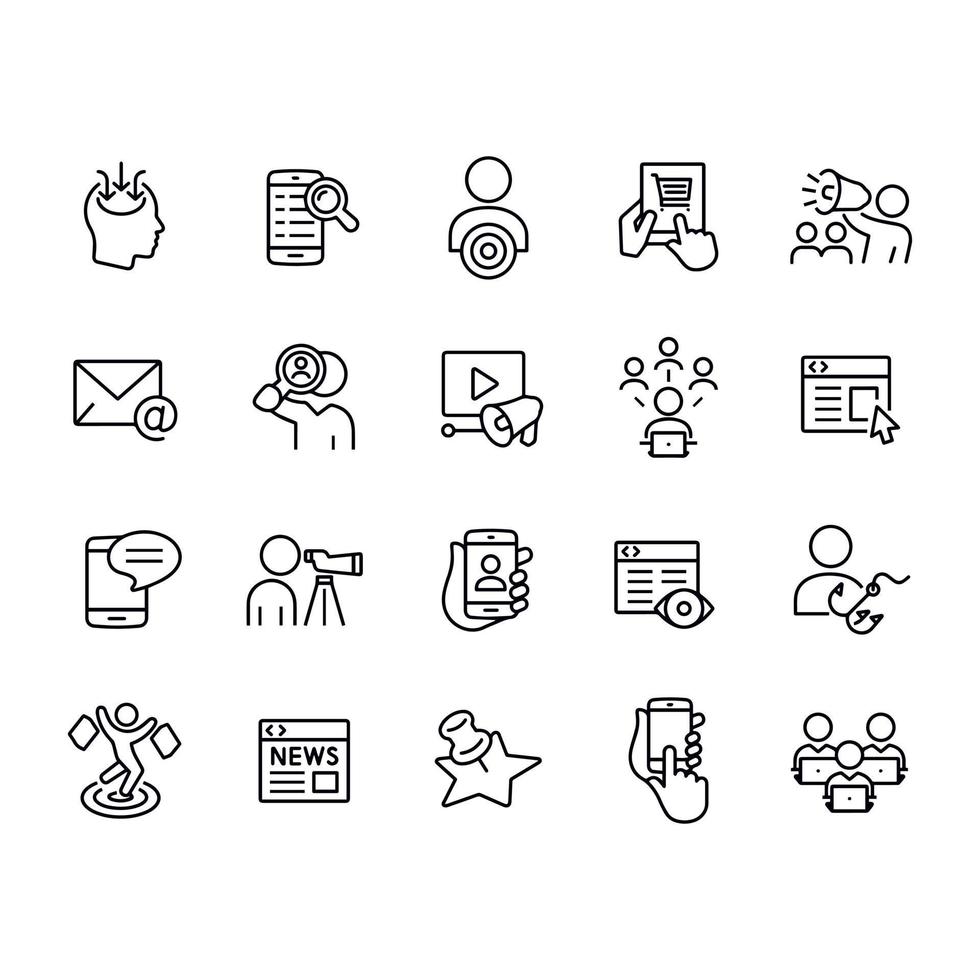 Digital Marketing line icons vector design