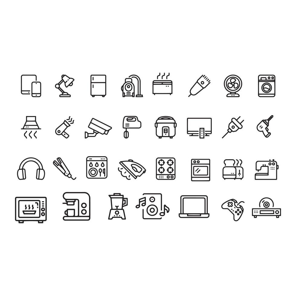 home appilances line icons vector design
