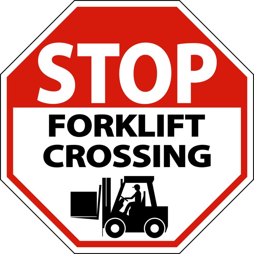 Stop Forklift Crossing Sign On White Background vector