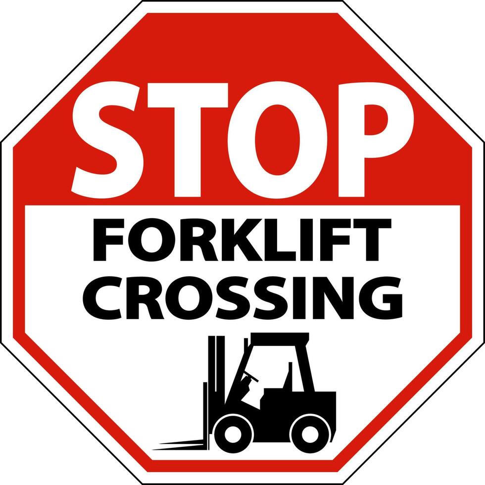 Stop Forklift Crossing Sign On White Background vector