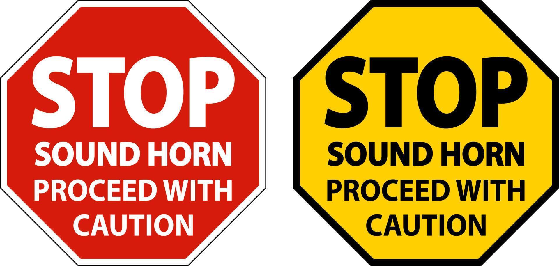 Sound Horn Proceed With Caution Sign On White Background vector