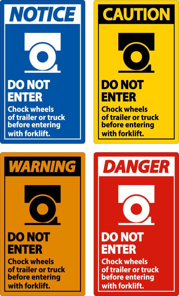 Chock Wheels of Trailer Sign On White Background vector