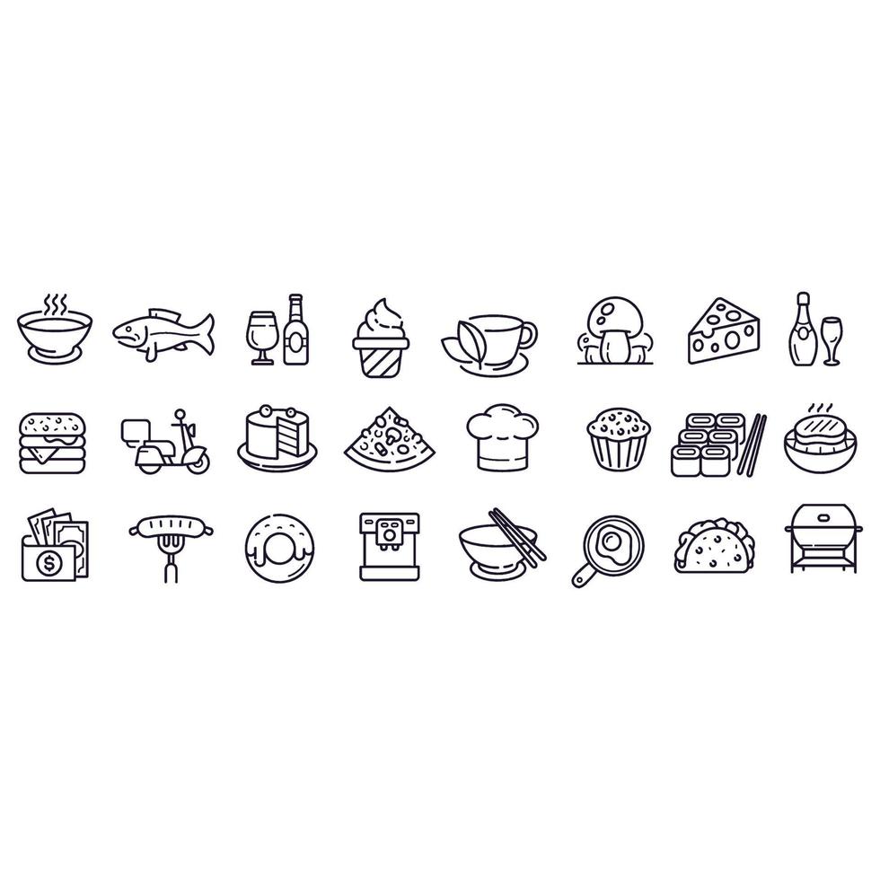 diseño vectorial de iconos de comida y bebida vector