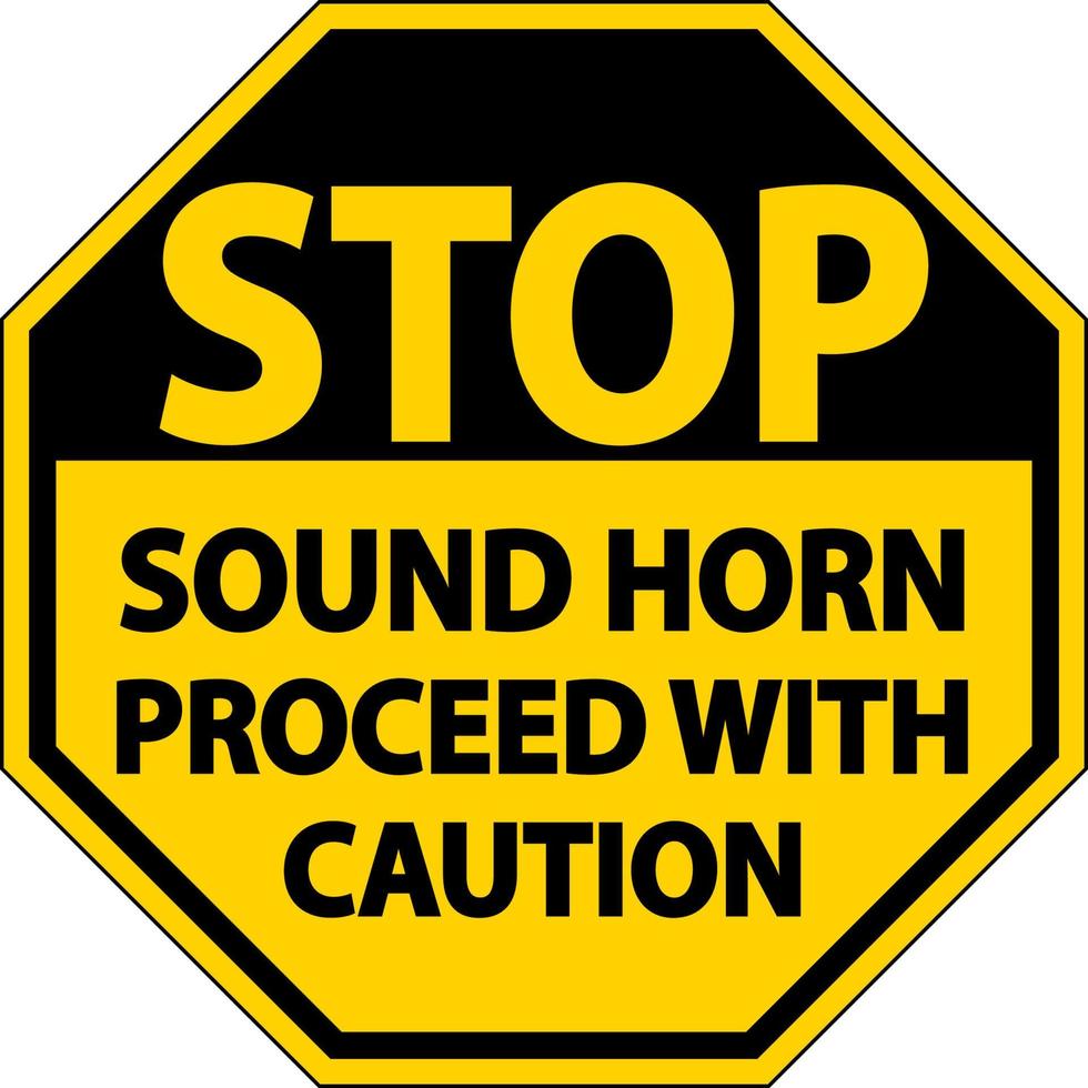 Sound Horn Proceed with Caution Sign On White Background vector