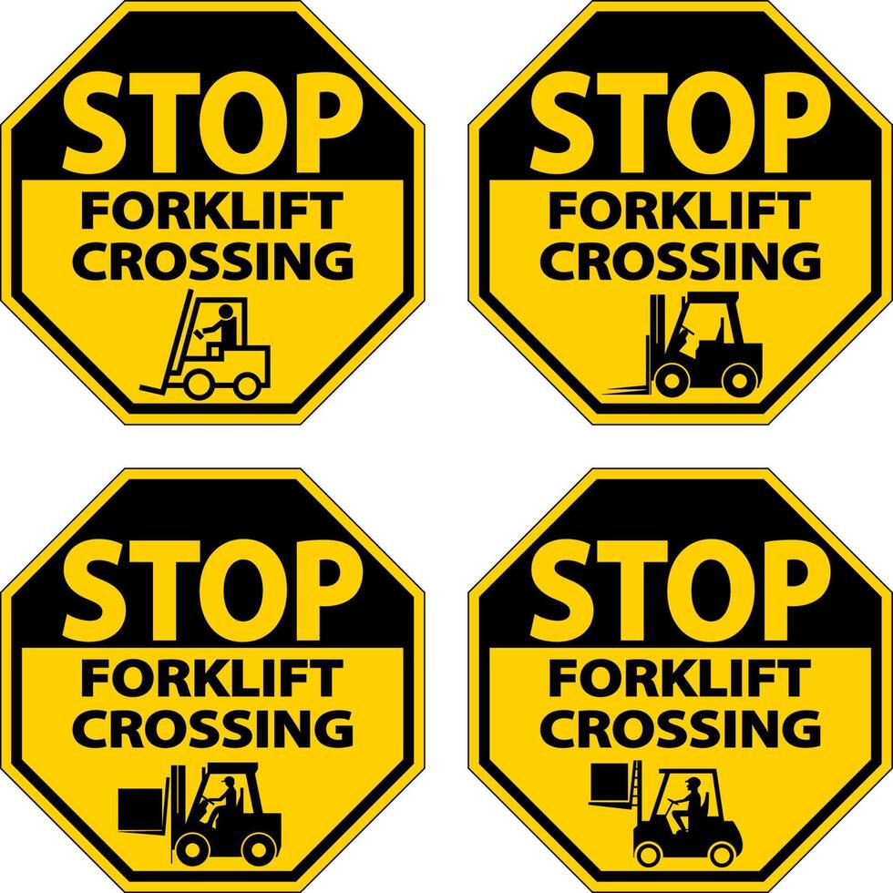 Stop Forklift Crossing Sign On White Background vector