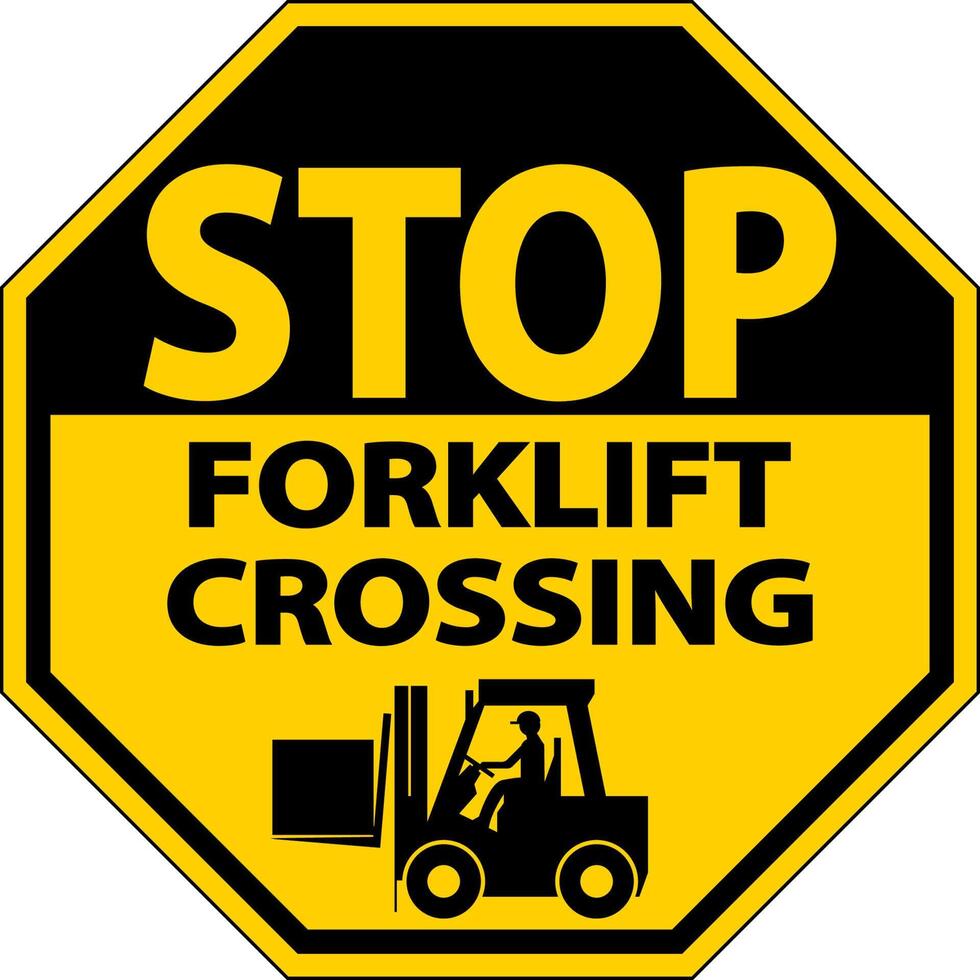 Stop Forklift Crossing Sign On White Background vector