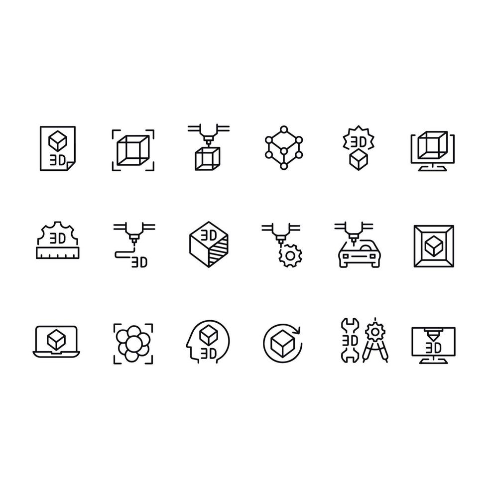 3d printing icons vector design