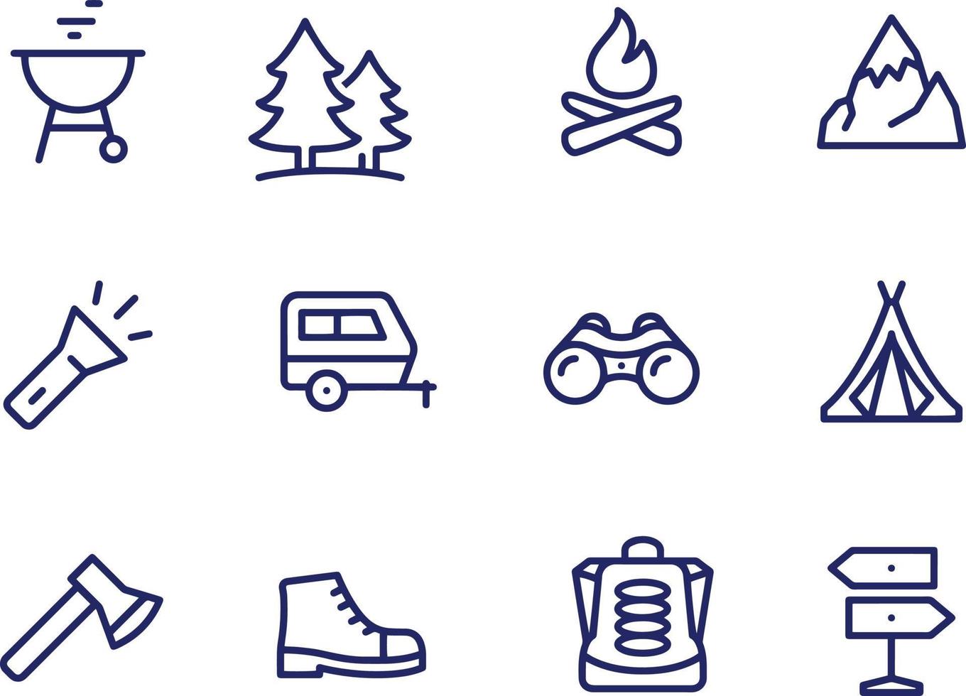 diseño de vectores de iconos de línea de camping