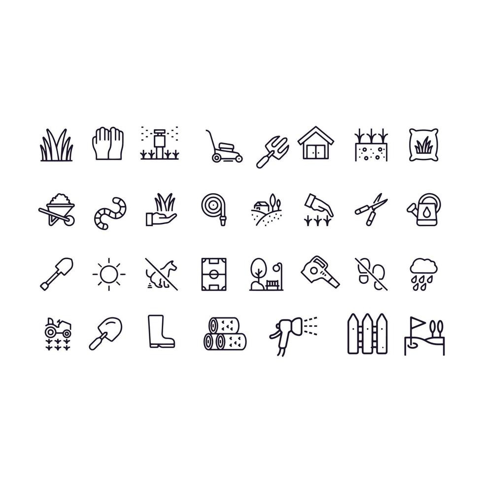 grass line icons vector design