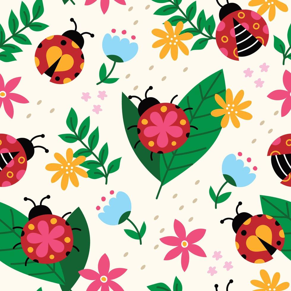 Colorful Ladybug Seamless Pattern vector