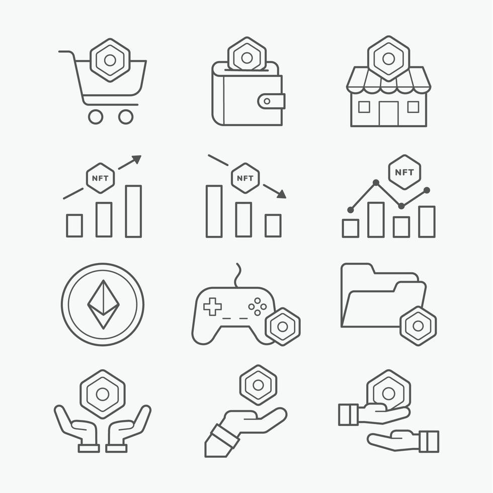 NFT Line Icon Set vector