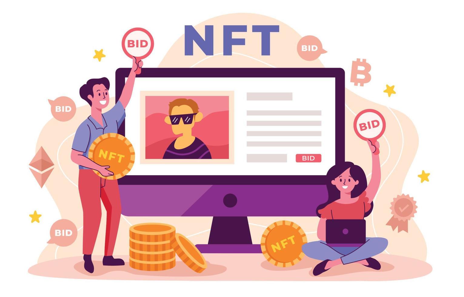 concepto de transacción nft vector