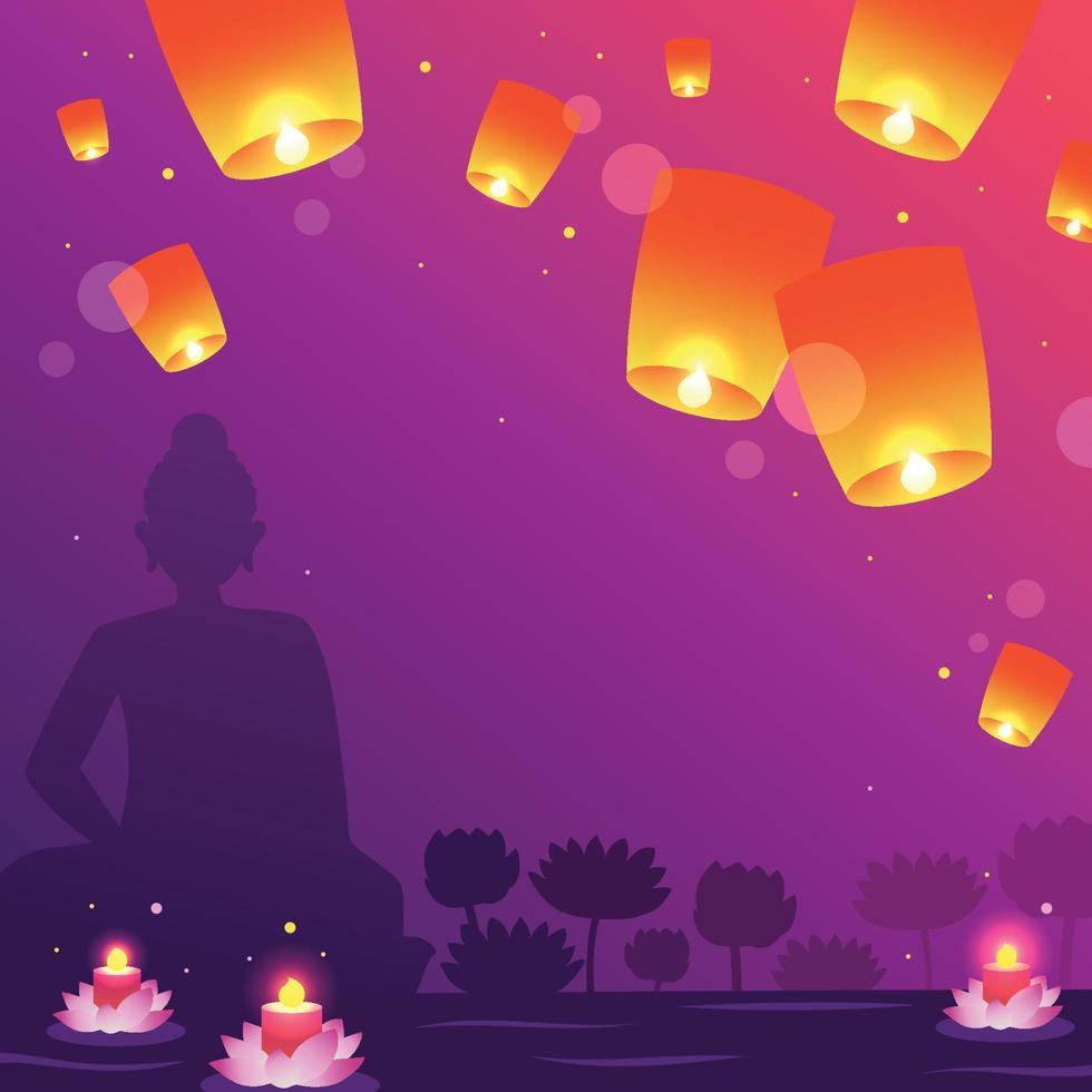 fondo del festival vesak night vector