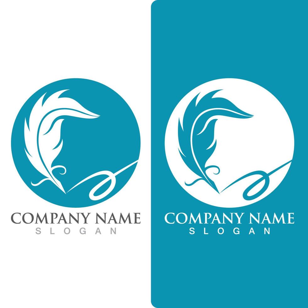 Feather pen Logo template vector