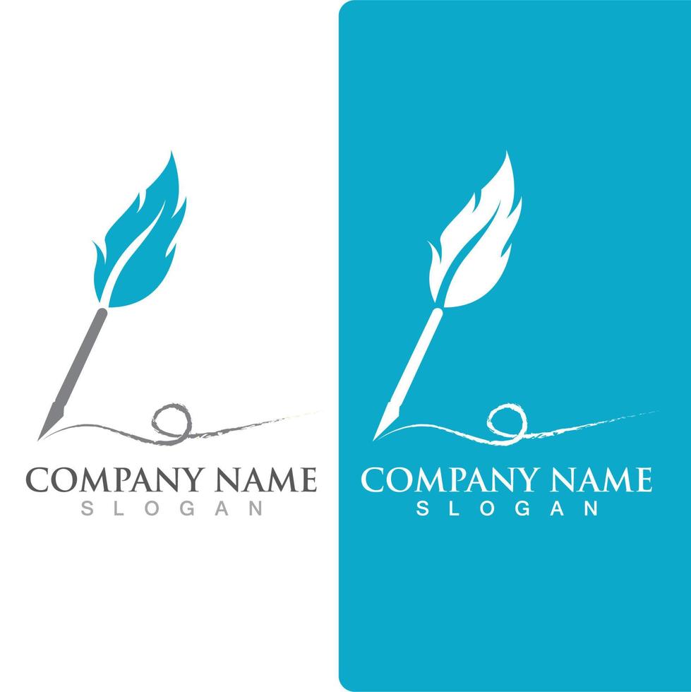 Feather pen Logo template vector