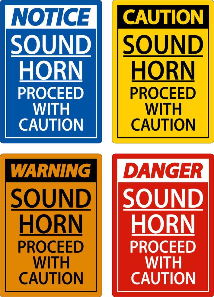 Sound Horn Proceed With Caution Sign On White Background vector