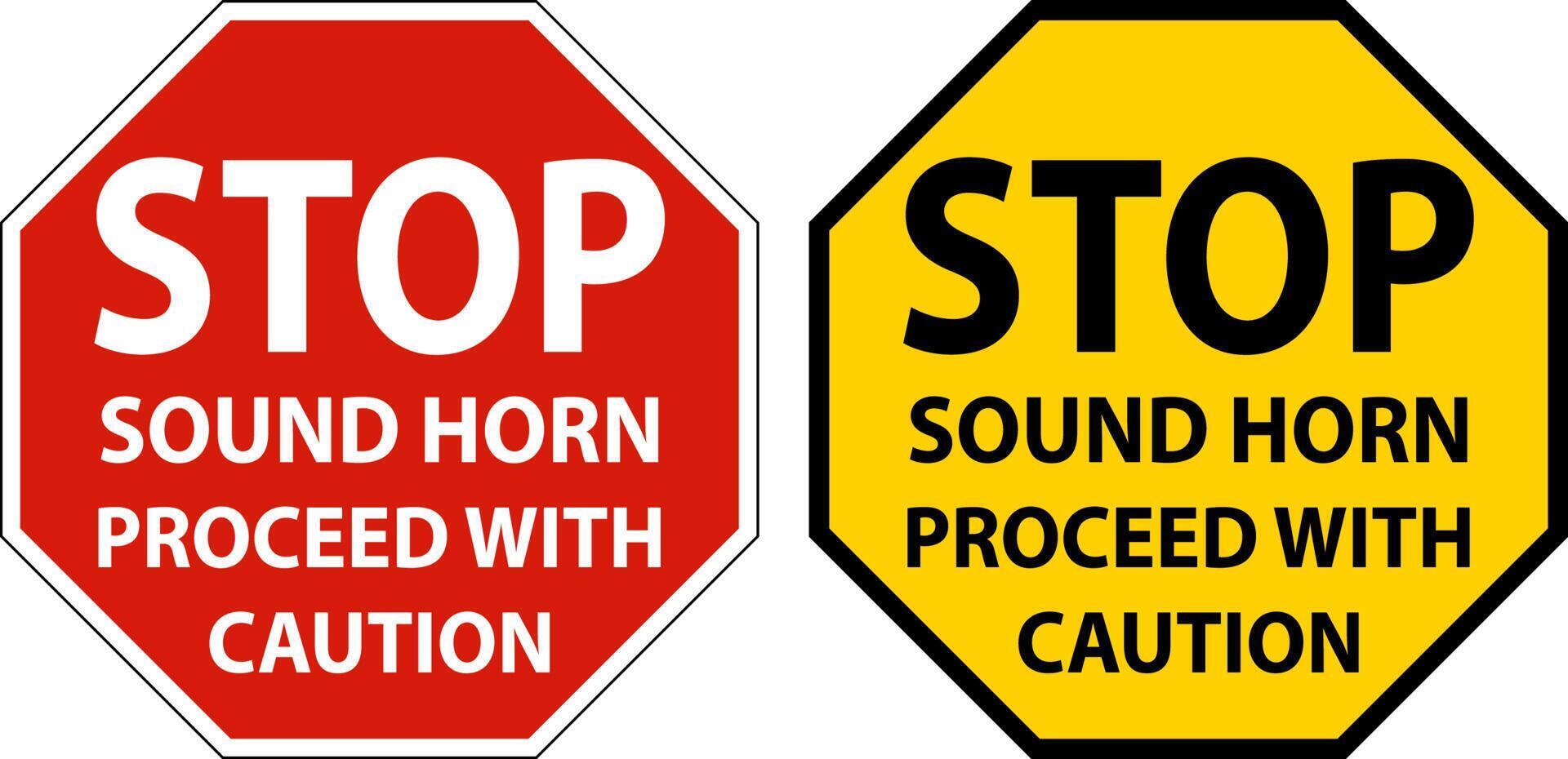 Sound Horn Proceed with Caution Sign On White Background vector
