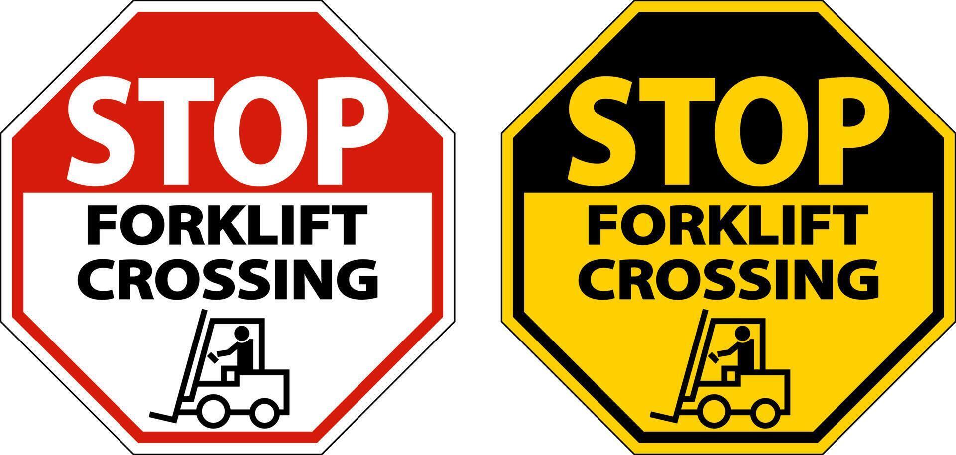 Stop Forklift Crossing Sign On White Background vector