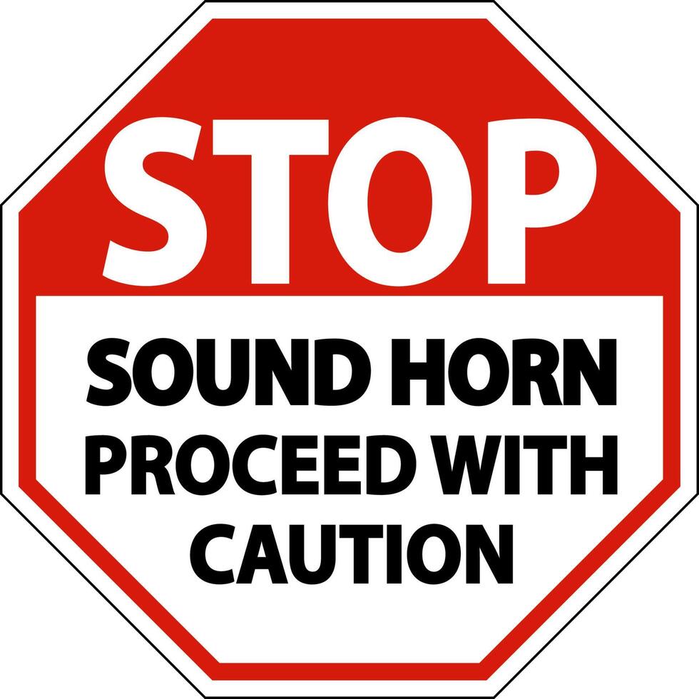 Sound Horn Proceed With Caution Sign On White Background vector