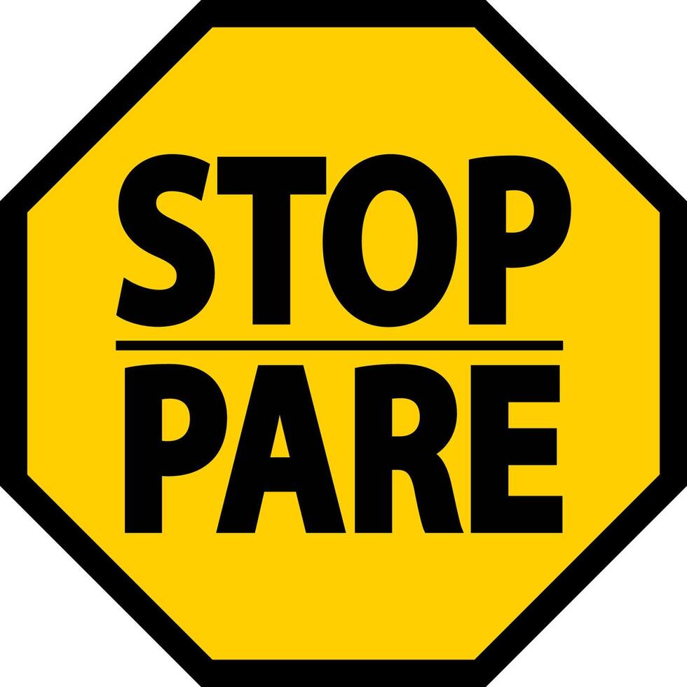 Bilingual Stop Safety Sign On White Background vector