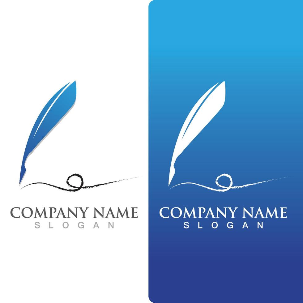 Feather pen Logo template vector