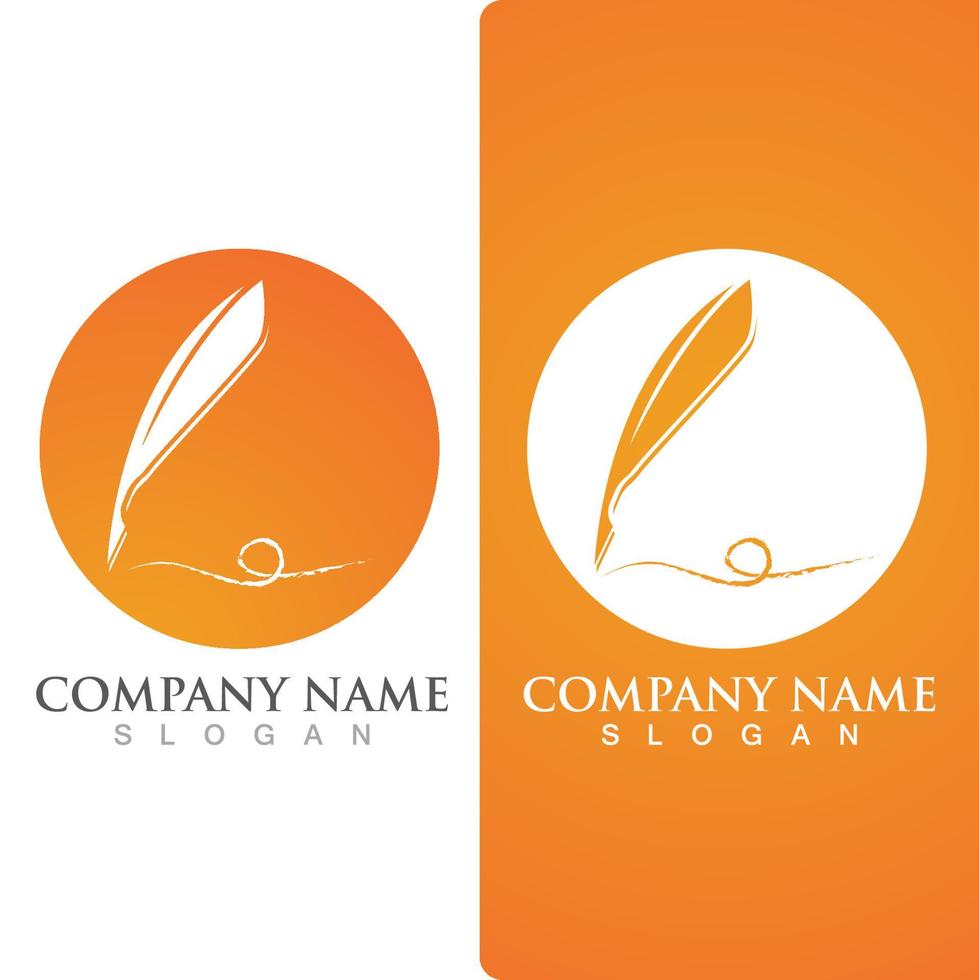 Feather pen Logo template vector