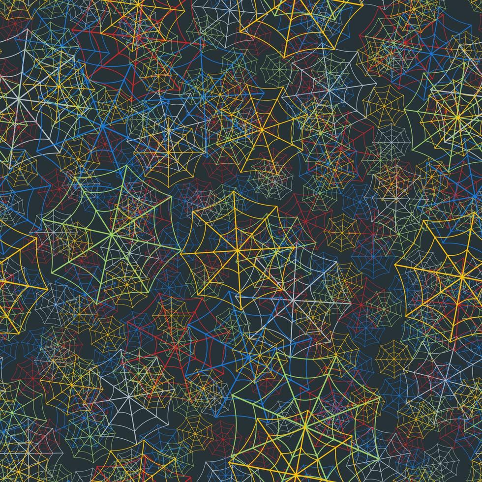 Seamless pattern with colorful spider web, vector illustration.
