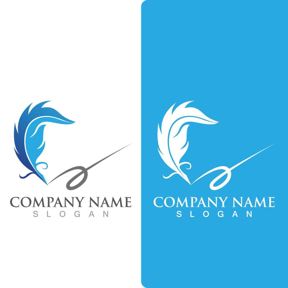 Feather pen Logo template vector