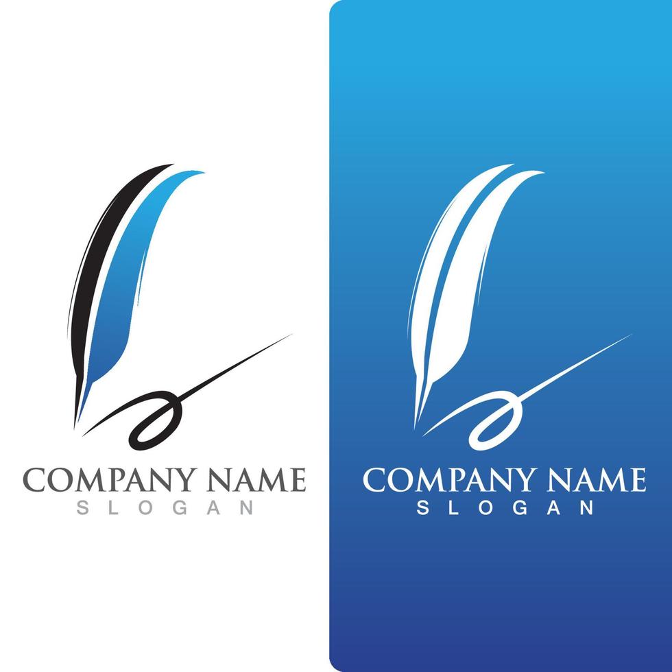 Feather pen Logo template vector