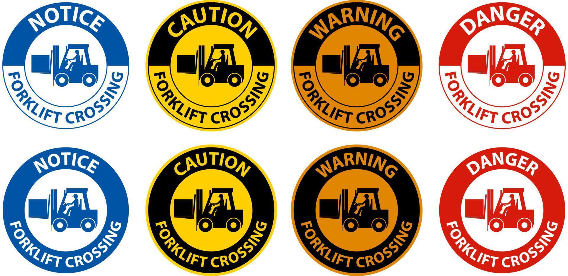 Forklift Crossing Sign On White Background vector