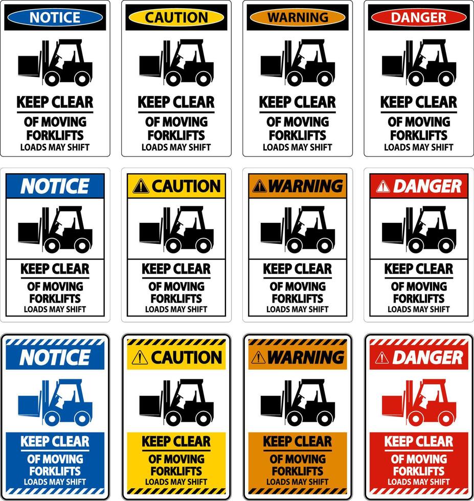 Keep Clear of Moving Forklifts Sign On White Background vector